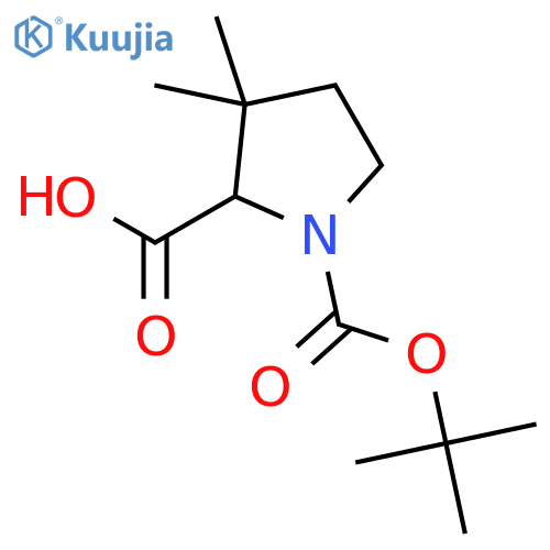 (S)-1-(tert-Butoxycarbonyl)-3,3-dimethylpyrrolidine-2-carboxylic acid structure