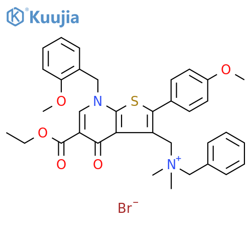 Thieno[2,3-b]pyridine-3-methanaminium,5-(ethoxycarbonyl)-4,7-dihydro-2-(4-methoxyphenyl)-7-[(2-methoxyphenyl)methyl]-N,N-dimethyl-4-oxo-N-(phenylmethyl)-, bromide structure