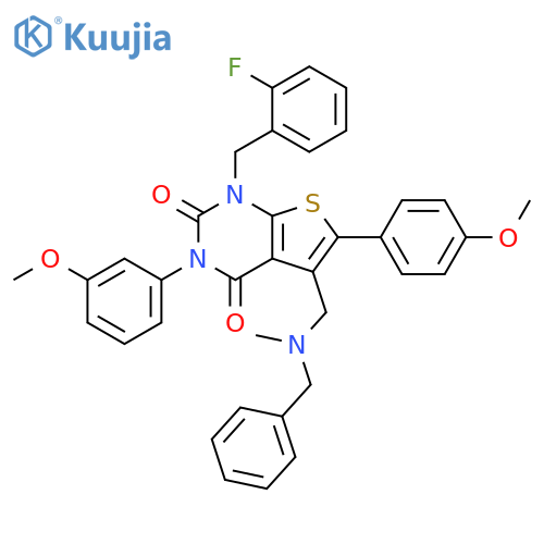 Thieno[2,3-d]pyrimidine-2,4(1H,3H)-dione, 1-[(2-fluorophenyl)methyl]-3-(3-methoxyphenyl)-6-(4-methoxyphenyl)-5-[[methyl(phenylmethyl)amino]methyl]- structure