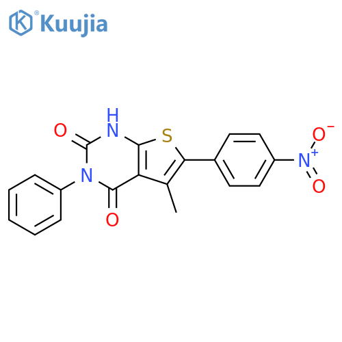 5-methyl-6-(4-nitrophenyl)-3-phenylthieno[2,3-d]pyrimidine-2,4(1H,3H)-dione structure