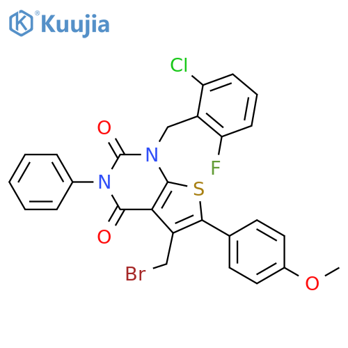 Thieno[2,3-d]pyrimidine-2,4(1H,3H)-dione, 5-(bromomethyl)-1-[(2-chloro-6-fluorophenyl)methyl]-6-(4-methoxyphenyl)-3-phenyl- structure