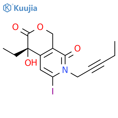 (S)-4-Ethyl-4-hydroxy-6-iodo-3-oxo-7-(2-pentynyl)-1H-pyrano[3,4-c]-8-pyridone structure