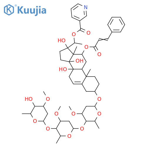 Pregn-5-ene-3,8,12,14,17,20-hexol; (3β,12β,14β,17βOH,20S)-form, 20-O-(3-Pyridinecarbonyl), 12-cinnamoyl, 3-O-[β-D-oleandropyranosyl-(1→4)-β-D-cymaropyranosyl-(1→4)-β-D-cymaropyranoside] structure