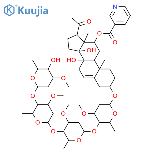 3,8,12,14-Tetrahydroxypregn-5-en-20-one; (3β,12β,14β,17α)-form, 12-O-(3-Pyridinecarbonyl), 3-O-[β-D-oleandropyranosyl-(1→4)-β-D-oleandropyranosyl-(1→4)-β-D-cymaropyranosyl-(1→4)-β-D-cymaropyranoside] structure