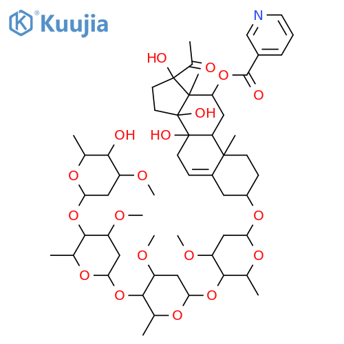 3,8,12,14,17-Pentahydroxypregn-5-en-20-one; (3β,12β,14β,17βOH)-form, 12-O-(3-Pyridinecarbonyl), 3-O-[β-D-oleandropyranosyl-(1→4)-β-D-oleandropyranosyl-(1→4)-β-D-cymaropyranosyl-(1→4)-β-D-cymaropyranoside] structure