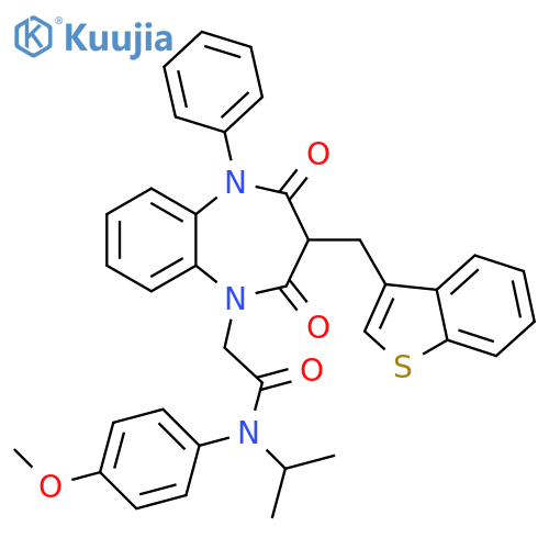 1H-1,5-Benzodiazepine-1-acetamide, 3-(benzo[b]thien-3-ylmethyl)-2,3,4,5-tetrahydro-N-(4-methoxyphenyl)-N-(1-methylethyl)-2,4-dioxo-5-phenyl- structure