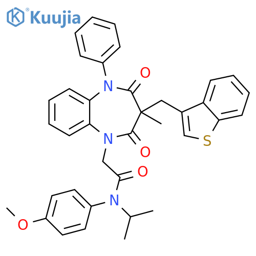 1H-1,5-Benzodiazepine-1-acetamide, 3-(benzo[b]thien-3-ylmethyl)-2,3,4,5-tetrahydro-N-(4-methoxyphenyl)-3-methyl-N-(1-methylethyl)-2,4-dioxo-5-phenyl- structure