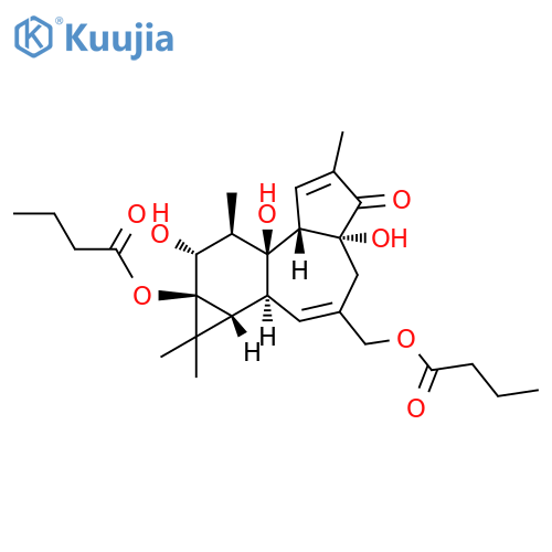 Butanoic acid, [(1aR,1bS,4aR,7aS,7bS,8R,9R,9aS)-1a,1b,4,4a,5,7a,7b,8,9,9a-decahydro-4a,7b,9-trihydroxy-1,1,6,8-tetramethyl-5-oxo-9a-(1-oxobutoxy)-1H-cyclopropa[3,4]benz[1,2-e]azulen-3-yl]methyl ester structure