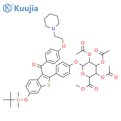 Methyl-1-(6-tert-butyldimethylsylyl-4’-hydroxyraloxifene)-2,3,4-tri-O-acetyl-b-D-glycopyranuronate structure