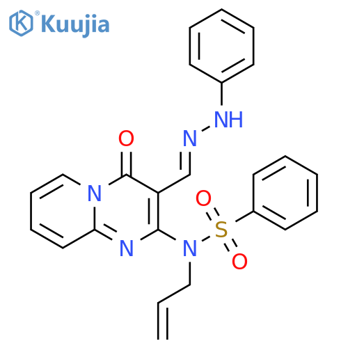 Benzenesulfonamide, N-[4-oxo-3-[(E)-(phenylhydrazono)methyl]-4H-pyrido[1,2-a]pyrimidin-2-yl]-N-2-propenyl- (9CI) structure