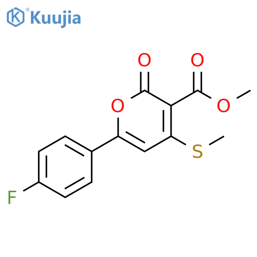 2H-Pyran-3-carboxylic acid, 6-(4-fluorophenyl)-4-(methylthio)-2-oxo-, methyl ester structure