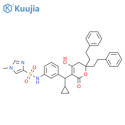 1H-Imidazole-4-sulfonamide,N-[3-[cyclopropyl[5,6-dihydro-4-hydroxy-2-oxo-6,6-bis(2-phenylethyl)-2H-pyran-3-yl]methyl]phenyl]-1-methyl- structure