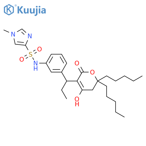 1H-Imidazole-4-sulfonamide,N-[3-[1-(5,6-dihydro-4-hydroxy-2-oxo-6,6-dipentyl-2H-pyran-3-yl)propyl]phenyl]-1-methyl- structure