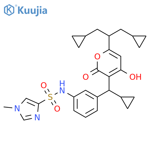 1H-Imidazole-4-sulfonamide,N-[3-[cyclopropyl[6-[2-cyclopropyl-1-(cyclopropylmethyl)ethyl]-4-hydroxy-2-oxo-2H-pyran-3-yl]methyl]phenyl]-1-methyl- structure