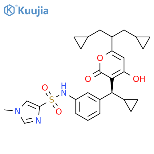 1H-Imidazole-4-sulfonamide, N-[3-[cyclopropyl[6-[2-cyclopropyl-1-(cyclopropylmethyl)ethyl]-4-hydroxy-2-oxo-2H-pyran-3-yl]methyl]phenyl]-1-methyl-, (S)- (9CI) structure