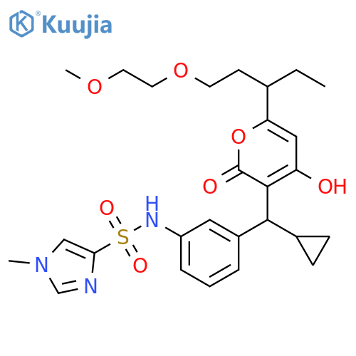 1H-Imidazole-4-sulfonamide,N-[3-[cyclopropyl[6-[1-ethyl-3-(2-methoxyethoxy)propyl]-4-hydroxy-2-oxo-2H-pyran-3-yl]methyl]phenyl]-1-methyl- structure