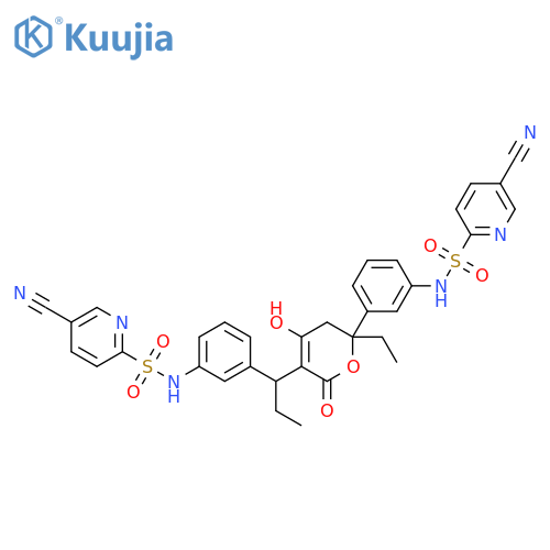 2-Pyridinesulfonamide,5-cyano-N-[3-[1-[6-[3-[[(5-cyano-2-pyridinyl)sulfonyl]amino]phenyl]-6-ethyl-5,6-dihydro-4-hydroxy-2-oxo-2H-pyran-3-yl]propyl]phenyl]- structure