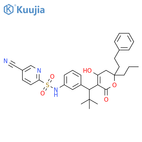 2-Pyridinesulfonamide,5-cyano-N-[3-[1-[5,6-dihydro-4-hydroxy-2-oxo-6-(2-phenylethyl)-6-propyl-2H-pyran-3-yl]-2,2-dimethylpropyl]phenyl]- structure