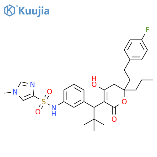1H-Imidazole-4-sulfonamide,N-[3-[1-[6-[2-(4-fluorophenyl)ethyl]-5,6-dihydro-4-hydroxy-2-oxo-6-propyl-2H-pyran-3-yl]-2,2-dimethylpropyl]phenyl]-1-methyl- structure