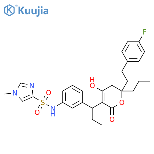 1H-Imidazole-4-sulfonamide,N-[3-[1-[6-[2-(4-fluorophenyl)ethyl]-5,6-dihydro-4-hydroxy-2-oxo-6-propyl-2H-pyran-3-yl]propyl]phenyl]-1-methyl- structure