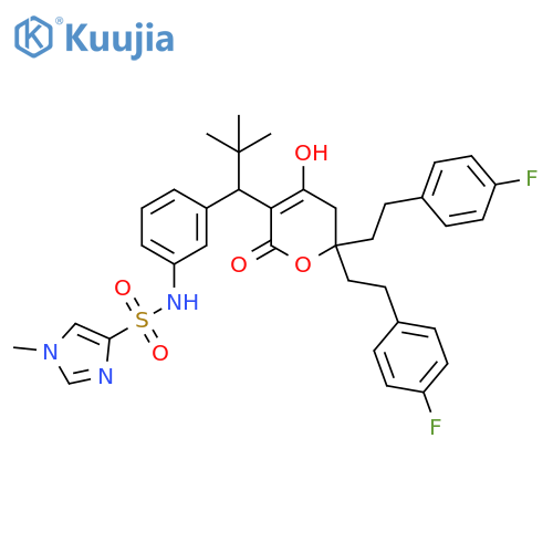 1H-Imidazole-4-sulfonamide,N-[3-[1-[6,6-bis[2-(4-fluorophenyl)ethyl]-5,6-dihydro-4-hydroxy-2-oxo-2H-pyran-3-yl]-2,2-dimethylpropyl]phenyl]-1-methyl- structure