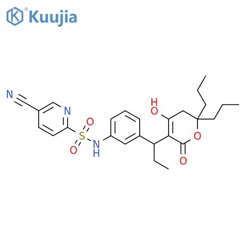 2-Pyridinesulfonamide,5-cyano-N-[3-[1-(5,6-dihydro-4-hydroxy-2-oxo-6,6-dipropyl-2H-pyran-3-yl)propyl]phenyl]- structure