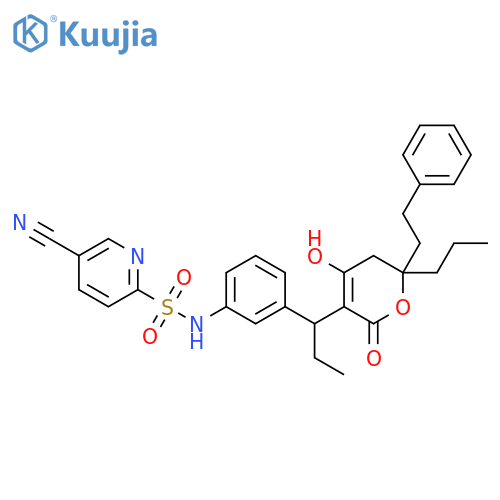 2-Pyridinesulfonamide,5-cyano-N-[3-[1-[5,6-dihydro-4-hydroxy-2-oxo-6-(2-phenylethyl)-6-propyl-2H-pyran-3-yl]propyl]phenyl]- structure