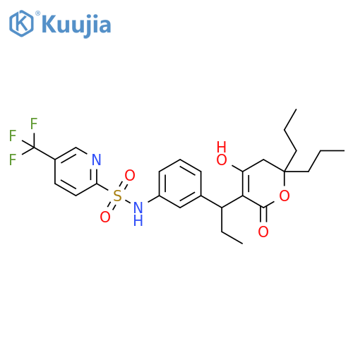 2-Pyridinesulfonamide,N-[3-[1-(5,6-dihydro-4-hydroxy-2-oxo-6,6-dipropyl-2H-pyran-3-yl)propyl]phenyl]-5-(trifluoromethyl)- structure