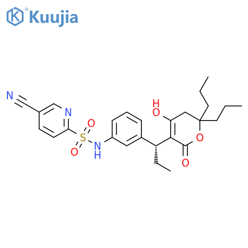 2-Pyridinesulfonamide, 5-cyano-N-[3-[1-(5,6-dihydro-4-hydroxy-2-oxo-6,6-dipropyl-2H-pyran-3-yl)propyl]phenyl]-, (R)- (9CI) structure