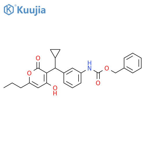 Carbamic acid, [3-[cyclopropyl(4-hydroxy-2-oxo-6-propyl-2H-pyran-3-yl)methyl]phenyl]-, phenylmethyl ester (9CI) structure