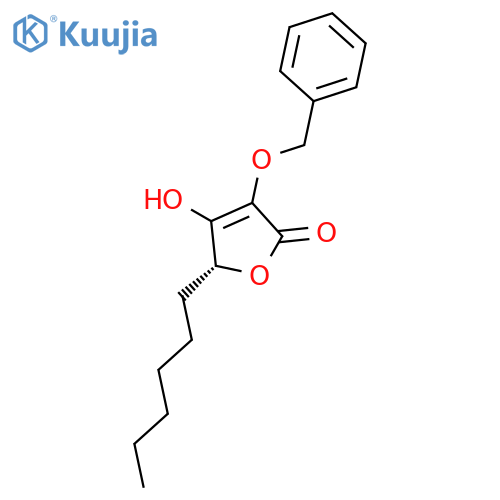 2(5H)-Furanone, 5-hexyl-4-hydroxy-3-(phenylmethoxy)-, (R)- structure