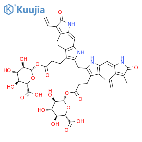 21H-Biline-8,12-dipropanoicacid,2,17-diethenyl-1,10,19,22,23,24-hexahydro-3,7,13,18-tetramethyl-1,19-dioxo-,8,12-di-b-D-glucopyranuronosyl ester structure