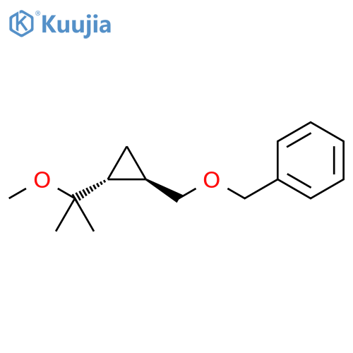 Benzene, [[[2-(1-methoxy-1-methylethyl)cyclopropyl]methoxy]methyl]-, trans- (9CI) structure