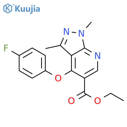 Ethyl 4-(4-fluorophenoxy)-1,3-dimethyl-1H-pyrazolo[3,4-b]pyridine-5-carboxylate structure