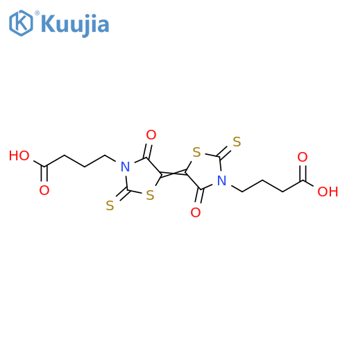4-{5-[(5E)-3-(3-carboxypropyl)-4-oxo-2-sulfanylidene-1,3-thiazolidin-5-ylidene]-4-oxo-2-sulfanylidene-1,3-thiazolidin-3-yl}butanoic acid structure