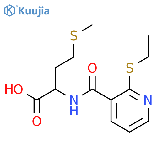 2-({2-(Ethylthio)-3-pyridylcarbonyl}-amino)-4-(methylthio)butanoic acid structure
