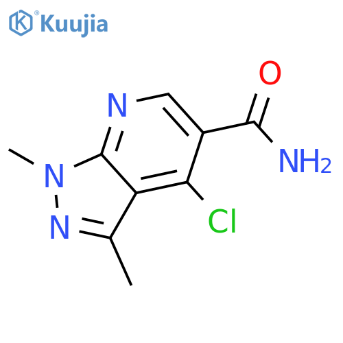 4-Chloro-1,3-dimethyl-1H-pyrazolo[3,4-b]pyridine-5-carboxamide structure