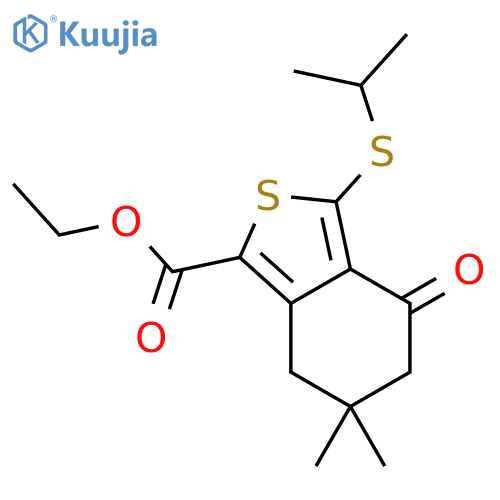 Ethyl 3-(isopropylthio)-6,6-dimethyl-4-oxo-4,5,6,7-tetrahydrobenzocthiophene-1-carboxylate structure