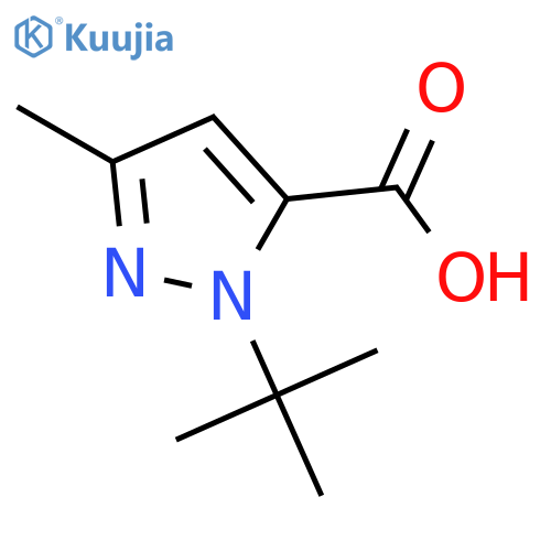 1-tert-butyl-3-methyl-1H-pyrazole-5-carboxylic acid structure