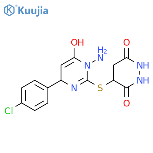 3,6-Pyridazinedione, 4-[[1-amino-4-(4-chlorophenyl)-1,4-dihydro-6-hydroxy-2-pyrimidinyl]thio]tetrahydro- structure