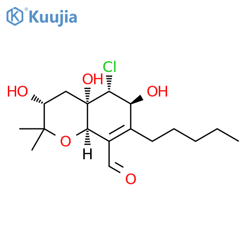 2H-1-Benzopyran-8-carboxaldehyde, 5-chloro-3,4,4a,5,6,8a-hexahydro-3,4a,6-trihydroxy-2,2-dimethyl-7-pentyl-, (3R,4aS,5R,6S,8aR)- structure