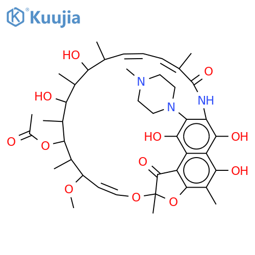 (14E,24E)-5,6,9,17,19-pentahydroxy-23-methoxy-2,4,12,16,18,20,22-heptamethyl-8-(4-methylpiperazin-1-yl)-1,11-dioxo-1,2-dihydro-2,7-(epoxypentadeca[1,11,13]trienoimino)naphtho[2,1-b]furan-21-yl acetate structure