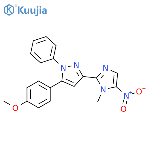 1H-Pyrazole,5-(4-methoxyphenyl)-3-(1-methyl-5-nitro-1H-imidazol-2-yl)-1-phenyl- structure