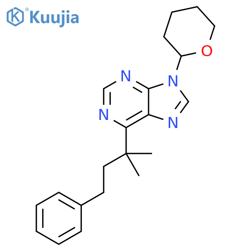 9H-Purine,6-(1,1-dimethyl-3-phenylpropyl)-9-(tetrahydro-2H-pyran-2-yl)- structure