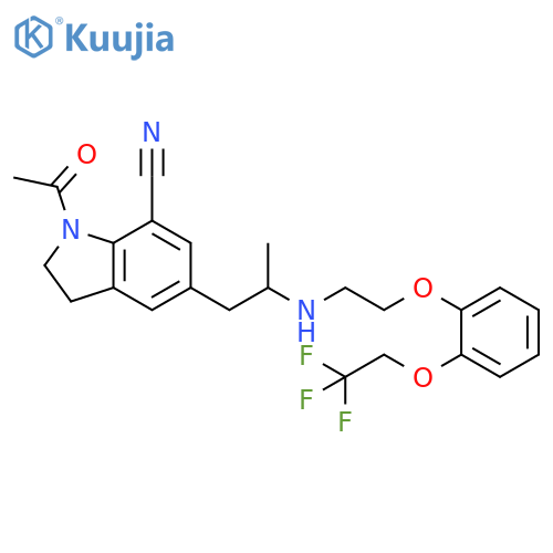 1-Acetyl-2,3-dihydro-5-2-2-2-(2,2,2-trifluoroethoxy)phenoxyethylaminopropyl-1H-indole-7-carbonitrile structure
