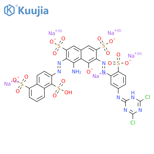 Pentasodium;5-amino-3-[[5-[(4,6-dichloro-1H-1,3,5-triazin-2-ylidene)amino]-2-sulfonatophenyl]diazenyl]-4-oxido-6-[(1-sulfo-5-sulfonatonaphthalen-2-yl)diazenyl]naphthalene-2,7-disulfonate structure