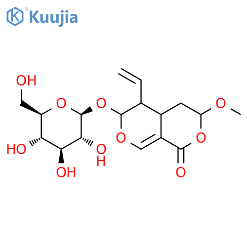 5-ethenyl-3-methoxy-6-[(2S,3R,4S,5S,6R)-3,4,5-trihydroxy-6-(hydroxymethyl)oxan-2-yl]oxy-4,4a,5,6-tetrahydro-3H-pyrano[3,4-c]pyran-1-one structure