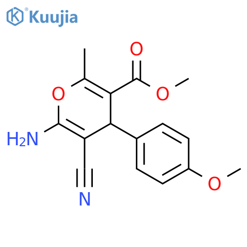 methyl 6-amino-5-cyano-4-(4-methoxyphenyl)-2-methyl-4H-pyran-3-carboxylate structure