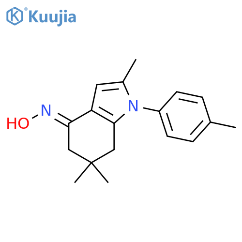 4H-Indol-4-one, 1,5,6,7-tetrahydro-2,6,6-trimethyl-1-(4-methylphenyl)-,oxime structure