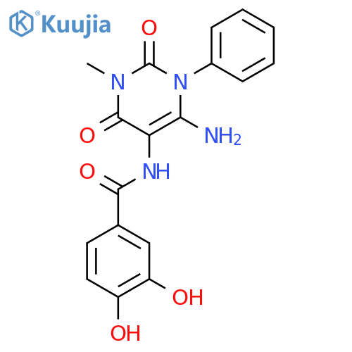 Benzamide,N-(6-amino-1,2,3,4-tetrahydro-3-methyl-2,4-dioxo-1-phenyl-5-pyrimidinyl)-3,4-dihydroxy- structure